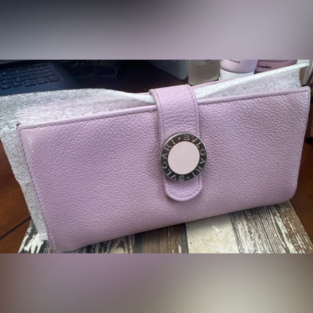 *Bvlgari* Pretty Lavender Lilac Leather Wallet $680 RV PRELOVED VGUC